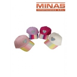 GORRO VISERA MULTICOLOR,CORAZON, 4 COLORES.