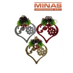 ADORNO DE NAV. CORAZON, 3 COLORES.