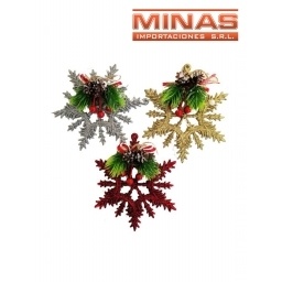ADORNO DE NAV. COPO DE NIEVE, 3 COLORES.