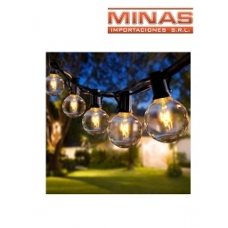 GUIRNALDA DE 25 LAMPARAS LED X 10 METROS, EXTENSIBLE + 2 LAMP. DE REPUESTO.