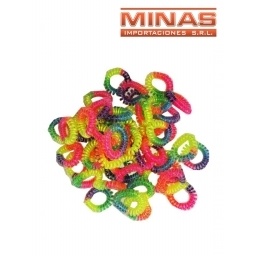 COLITA RESORTE MULTICOLOR  X 100 UND, $7 C/U.