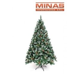 ARBOL STANDARD NEVADO CON PIAS Y ADORNOS X 180 CM, 900 RAMAS, CON BASE DE METAL.