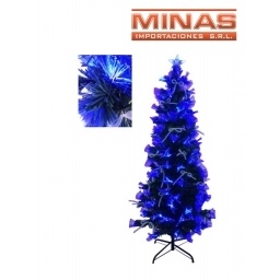 ARBOL CON F.OPTICA  AZUL + LAZOS X 150 CM, CON BASE DE METAL.