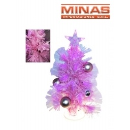 ARBOL ROSA CON F. OPTICA Y ADORNOS DORADOS X 60 CM.