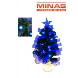 ARBOL VERDE CON F. OPTICA AZUL Y ADORNOS AZULES X 60 CM.