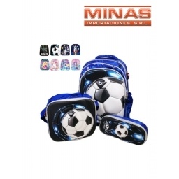 MOCHILA + LUNCH. TERMICA + CARTUCHERA, 7 DISEOS.