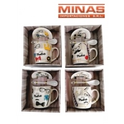 TAZA + PLATO + CUCH.,FELIZ DIA PAPA,4 MODLOS.