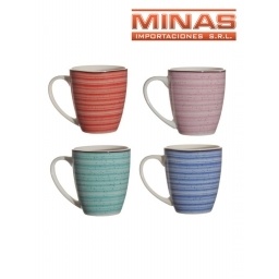 TAZA DE CERAMICA DE 10 CM,RAYAS.