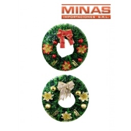 CORONA NAVIDEA X 38 CM, CON MOA,DORADO Y ROJO.