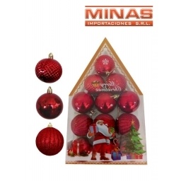 ESFERA DE NAV.DE 6 CM X 12 PCS, ROJO.