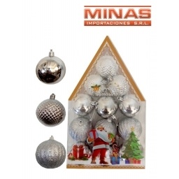 ESFERA DE NAV.DE 6 CM X 12 PCS, PLATEADO.