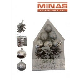 ESFERA DE NAV.DE 5 CM X 12 PCS, PLATEADO.