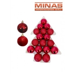 ESFERAS DE  NAV. 3 CM X 17 PCS, ROJO.
