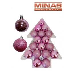 ESFERAS DE  NAV. 3 CM X 17 PCS, ROSA.
