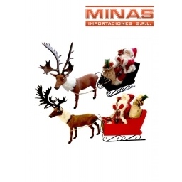 PAPA NOEL CON TRINEO Y RENO 45 X 60 CM.