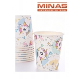 VASOS DESCARTABLES DE 250 ml  X 10 UND,UNICORNIO.