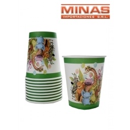 VASOS DESCARTABLES DE 250 ml  X 10 UND,ANIM. DE LA SELVA.