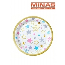 PLATOS DESCARTABLES DE 18 CM X 10 UND,ESTRELLAS.