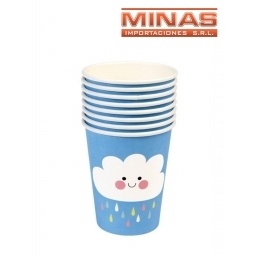 VASOS DESCARTABLES DE 250 ml  X 10 UND,NUBE CELESTE.