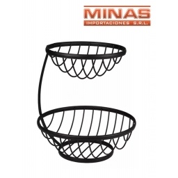 FRUTERA DE 2 NIVELES DE 28 CM X 31 CM,DE METAL,NEGRO.