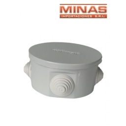 CAJA ESTANCA REDONDA 7,5 C.M X 4 CM, 4 ORIFICIOS.