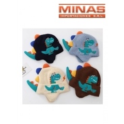 GORRO PARA NIO, DINO CON COLA, 3 COLORES.