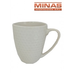 TAZA DE CERAMICA X 350 mI,BLANCA TIPO PANAL.