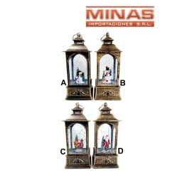 FAROL MUSICAL CON LUZ X 20 CM,A PILA O USB, 4 DISEOS NAVIDEOS.