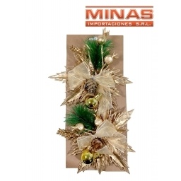 FLOR NAVIDEA DORADA CON PIA X 2 UND.
