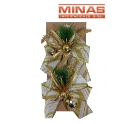 MOA NAVIDEA BLANCA Y DORADA CON CASCABEL X 2 UND.