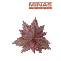 FLOR NAVIDEA X 25 CM, ROSA GOLD CON BRILLANTINA.