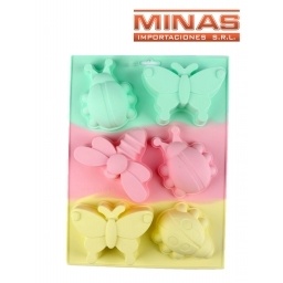MOLDE DE SILICONA X 6 MARIPOSAS,ABEJAS Y MARIQUITAS.