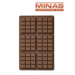 MOLDE DE SILICONA X 6 BARRAS DE CHOCOLATE DE 8 CM X 8 CM CU.
