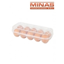 PORTA HUEVOS PARA 10 UND, PLASTICO, 25 CM X 11 CM X 6.5 CM.