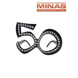 LENTES DE COTILLON 50 , NEGRO CON BRILLOS.