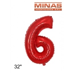 GLOBO N 6, DE 32 EN BOLSA,ROJO.