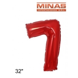 GLOBO N 7, DE 32" EN BOLSA,ROJO.