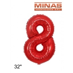 GLOBO N 8, DE 32" EN BOLSA,ROJO.