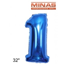 GLOBO N 1, DE 32" EN BOLSA,AZUL.