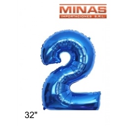 GLOBO N 2, DE 32" EN BOLSA,AZUL.