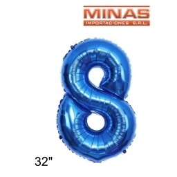 GLOBO N 8, DE 32" EN BOLSA,AZUL.