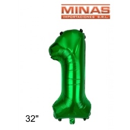 GLOBO N 1, DE 32" EN BOLSA,VERDE.