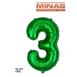 GLOBO N 3, DE 32" EN BOLSA,VERDE.