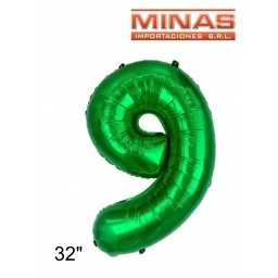 GLOBO N 9, DE 32" EN BOLSA,VERDE.