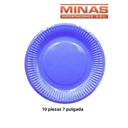 PLATOS DESCARTABLES DE 18 CM X 10 UND,AZUL.