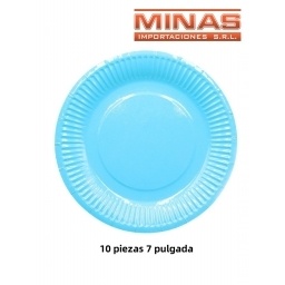 PLATOS DESCARTABLES DE 18 CM X 10 UND,CELESTE.