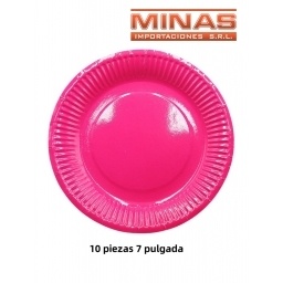 PLATOS DESCARTABLES DE 18 CM X 10 UND,FUCSIA.