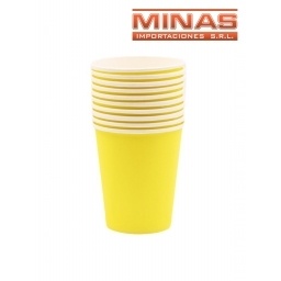 VASOS DESCARTABLES DE 250 ml  X 10 UND,AMARILLO.