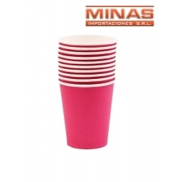 VASOS DESCARTABLES DE 250 ml  X 10 UND,FUCSIA.