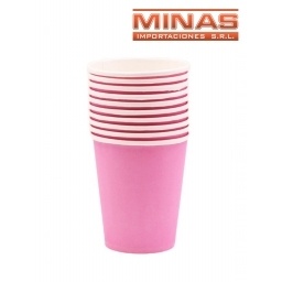 VASOS DESCARTABLES DE 250 ml  X 10 UND,ROSADO.